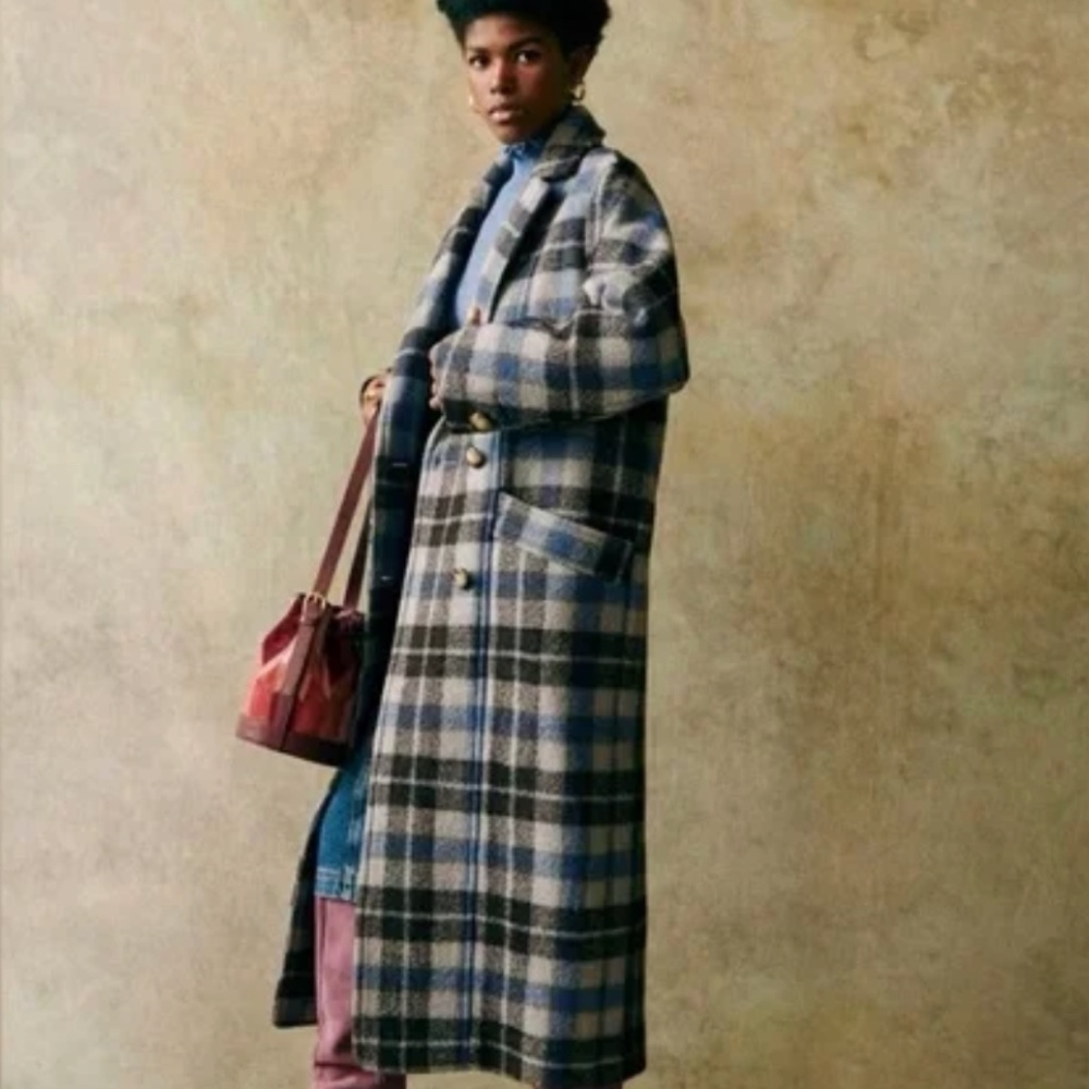 Sézane Viktor Wool Coat – Prairie Check – Size 2 (FR 34) – NWT